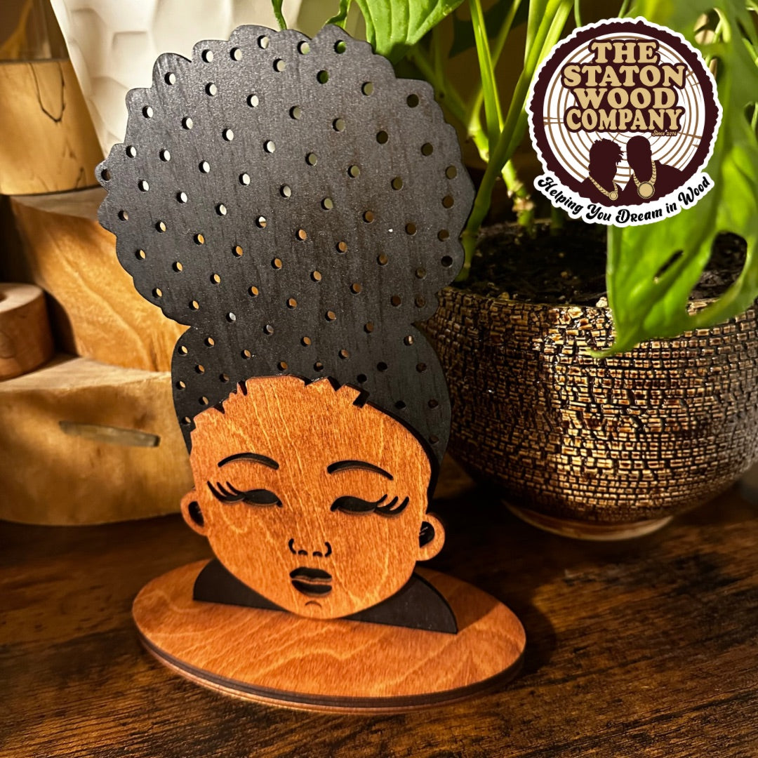 Afro Puff Girl Earring Holder