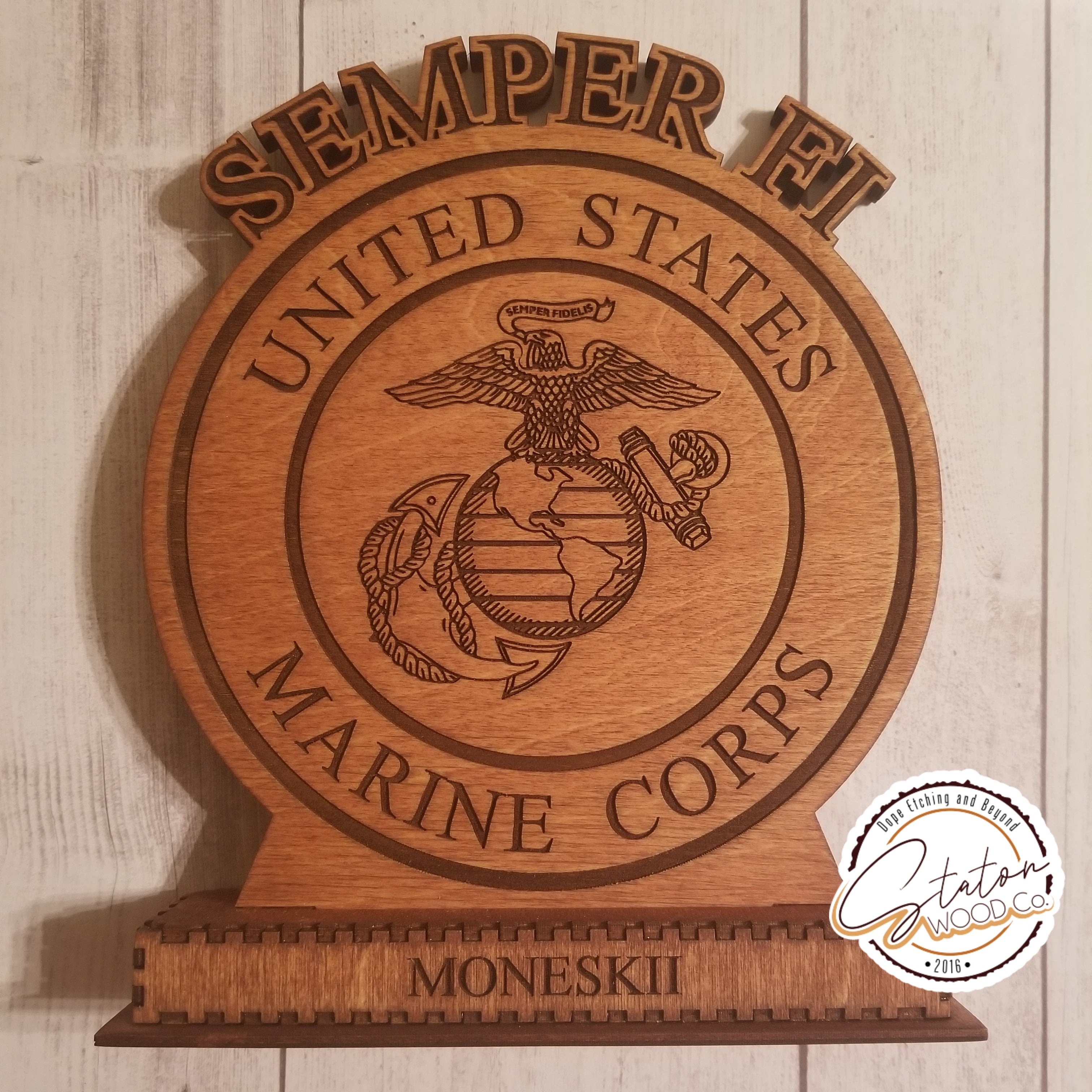 Personalized Military Standing Plaque with box base