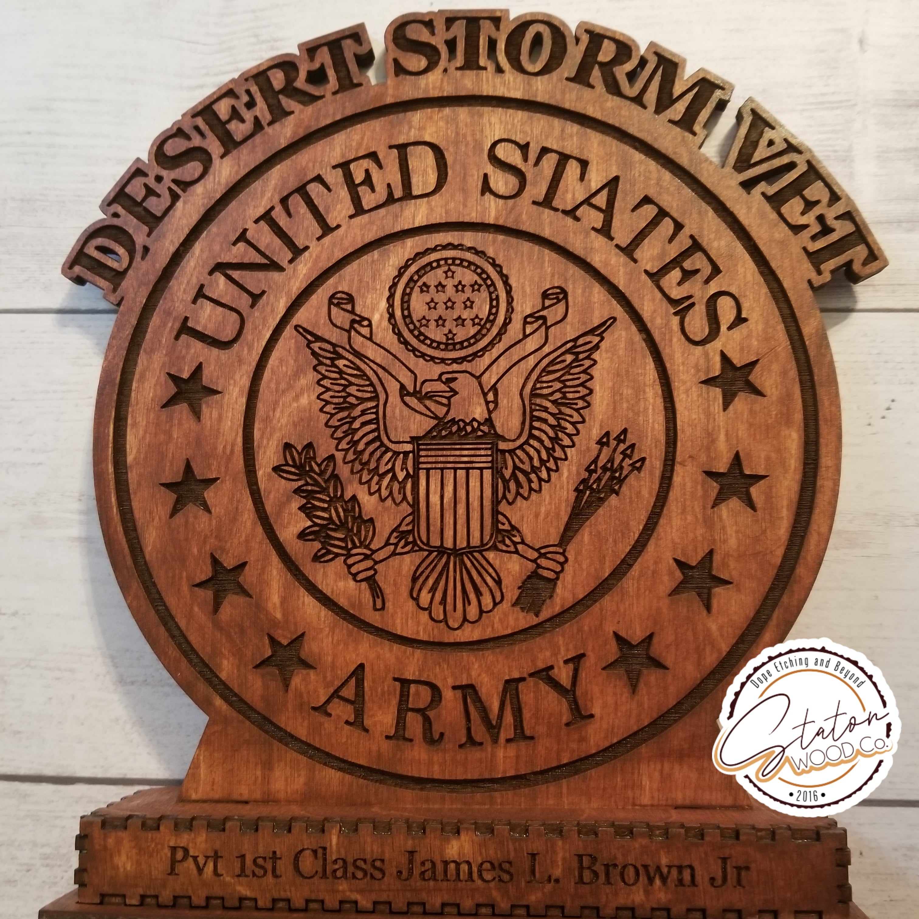 Personalized Military Standing Plaque with box base