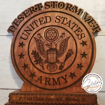 Personalized Military Standing Plaque with box base
