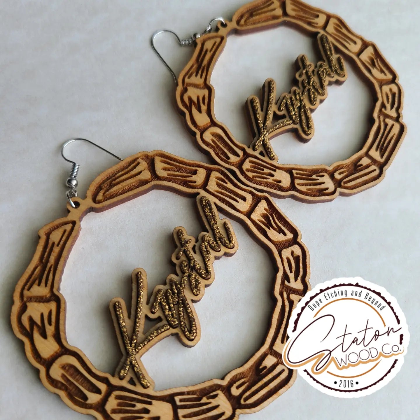 Personalized Iced Bamboo Earrings